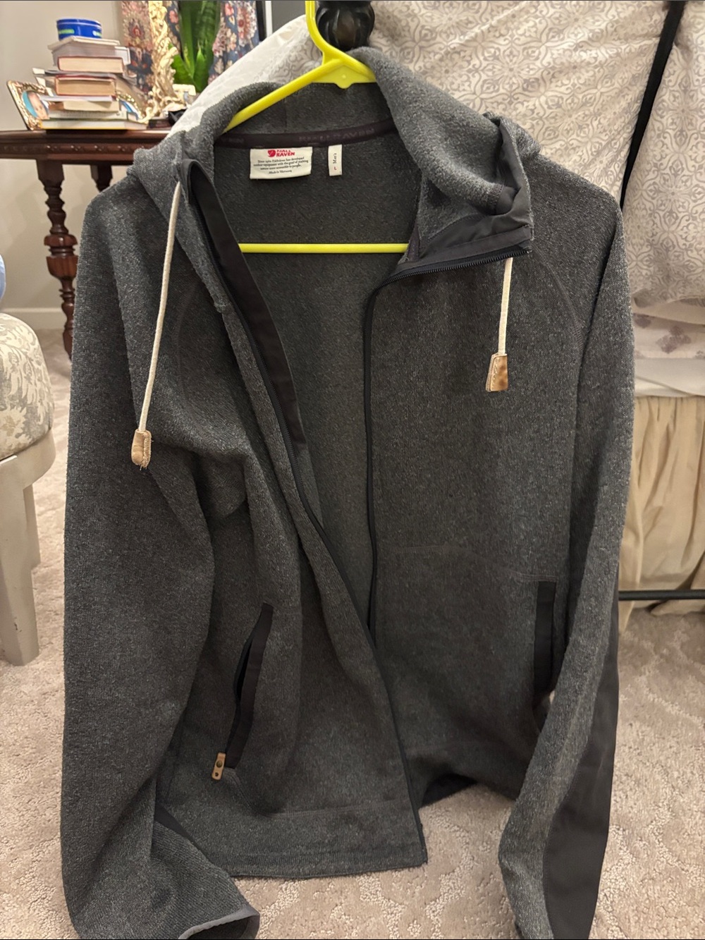 Fjallraven Men's Gray Hooded Zip Sweater